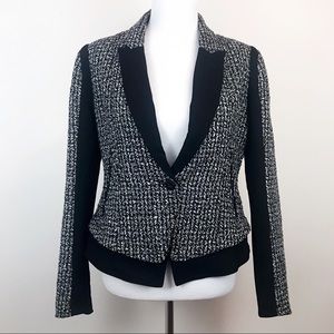 Kenneth Cole Black White Tweed Color Block Blazer